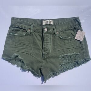 Free People, Army Green We The Free Jean Shorts - Size 28